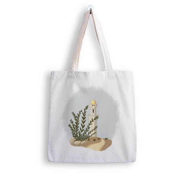 the mockup tote bag with mosque design
